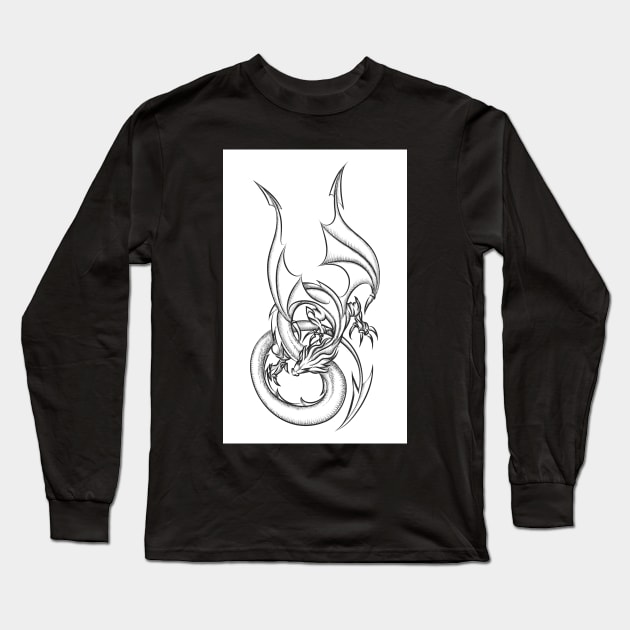 Flying Dragon Long Sleeve T-Shirt by devaleta